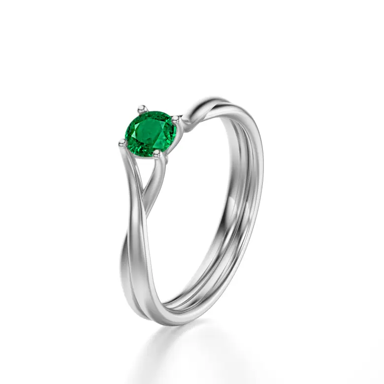 Pierścionek z białego złota ze szmaragdem AJPZ_132